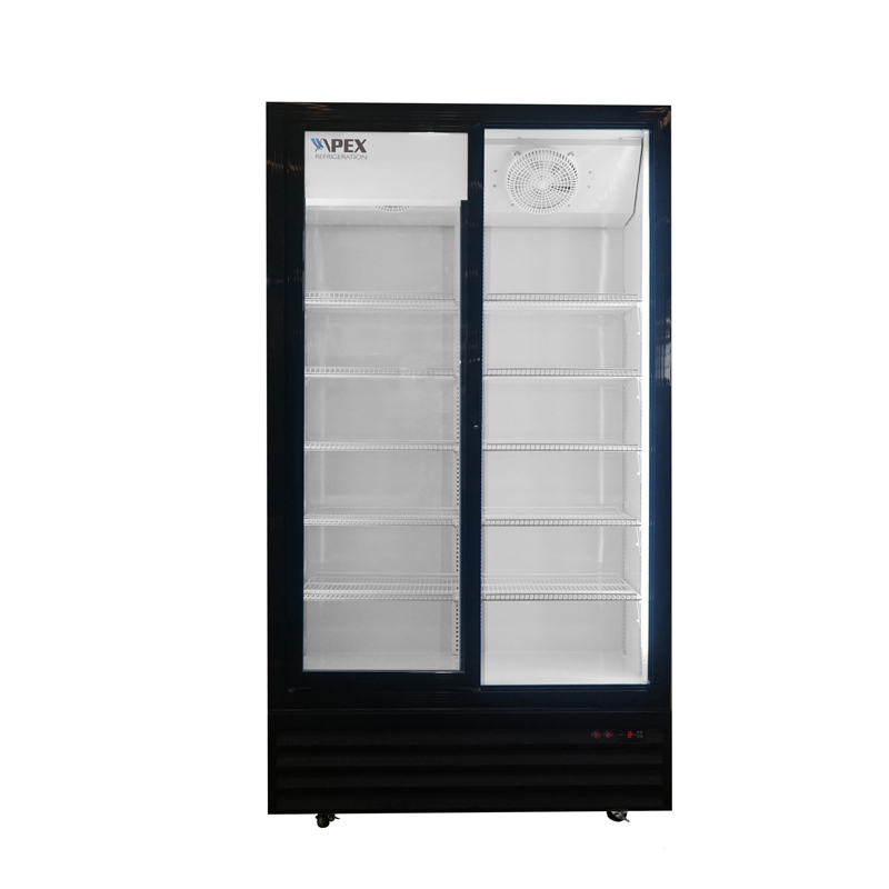 Double Sliding Door Upright Commercial Beverage Cooler